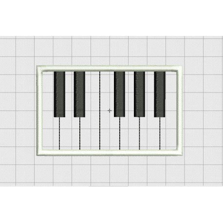 Piano Keyboard Section Applique Embroidery Design in 4x4 5x7 and 6x10 inch Sizes