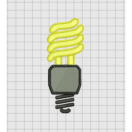 CFL Light Bulb Embroidery Design in 3x3 4x4 5x5 and 6x6 Sizes