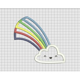 Rainbow Cloud Smile Applique Embroidery Design in 4x4 5x5 6x6 and 7x7 inch Sizes