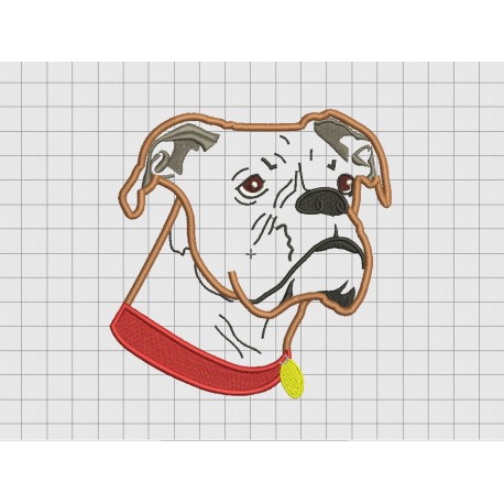 Boxer Dog Face Portrait Applique Embroidery Design in 3x3 4x4 5x5 6x6 and 7x7 Sizes