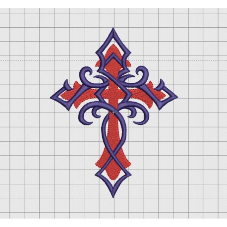 Cross Tribal Vine Wrap Fill Stitch Embroidery Design in 2x2 3x3 4x4 5x5 and 6x6 inch Sizes