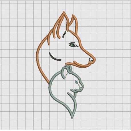 Dog and Cat Applique Embroidery Design in 4x4 5x5 6x6 and 7x7 Sizes