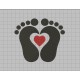 Feet with Heart Embroidery Design in 1x1 2x2 3x3 4x4 5x5 6x6 and 7x7 Sizes