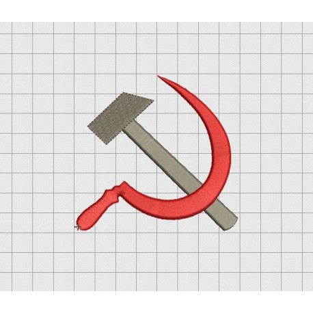 Hammer and Sickle Communism Symbol Embroidery Design in .5" 1"x1" 2x2 3x3 and 4x4 inch Sizes