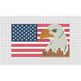 Bald Eagle USA United States of America Flag Embroidery Design in 4x4 5x7 and 6x10 Sizes