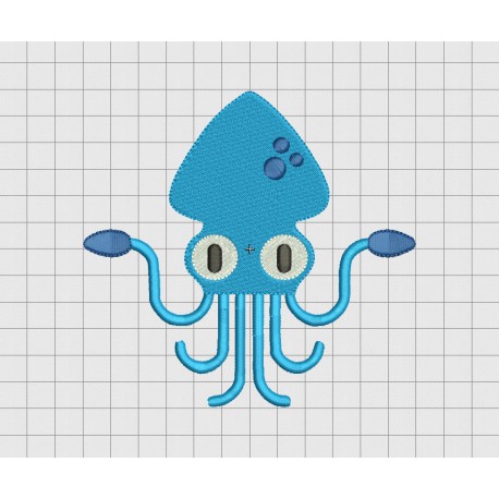 Squid Fill Stitch Embroidery Design in 3x3 4x4 5x5 and 6x6 Sizes