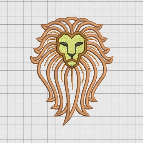 Lion Prestigious Mane Applique Embroidery Design in 4x4 5x5 6x6 and 7x7 Sizes