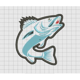 Fish Jumping Applique Embroidery Design in 4x4 5x5 and 6x6 Sizes