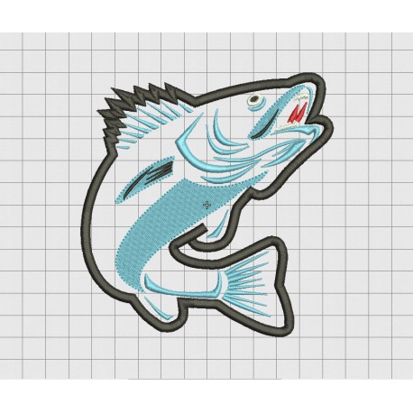 Fish Jumping Applique Embroidery Design in 4x4 5x5 and 6x6 Sizes
