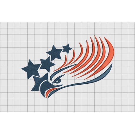Eagle Outline with Stars Embroidery Design in 3x3 4x4 and 5x7 Sizes