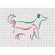 Cat and Dog Friends Outline Embroidery Design in 2x2 3x3 4x4 and 5x7 Sizes