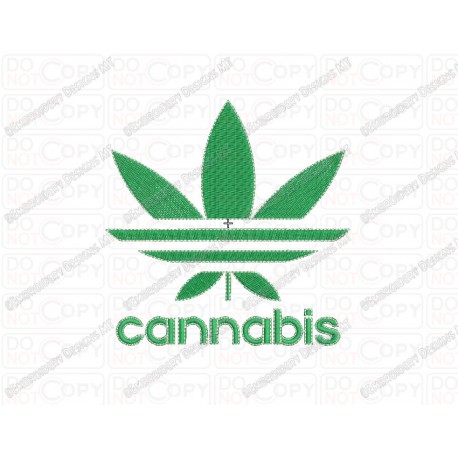 Cannabis with Text Leaf Embroidery Design in 3x3 4x4 and 5x5 Sizes