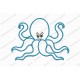 Octopus Squid Applique Embroidery Design in 3x3 4x4 and 5x7 Sizes