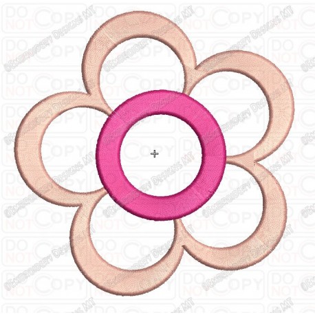 Five Petal Flower Applique Embroidery Design in 3x3 4x4 and 5x7 Sizes