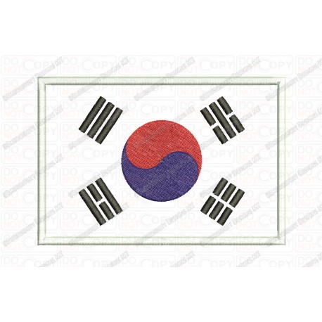 South Korea Korean Flag Applique Embroidery Design in 4x4 and 5x7 Sizes