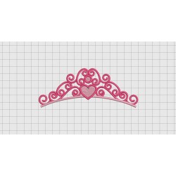 Tiara with Heart Princess Crown Fill Stitch Embroidery Design in 3x3 4x4 and 5x7 Sizes