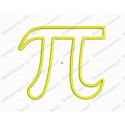 Pi Symbol Applique Embroidery Design in 2x2 3x3 4x4 and 5x5 Sizes