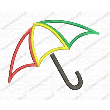 Umbrella Applique Embroidery Design in 3x3 4x4 and 5x7 Sizes