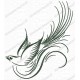 Calligraphy Fancy Bird Embroidery Design in 4x4 and 5x7 Sizes