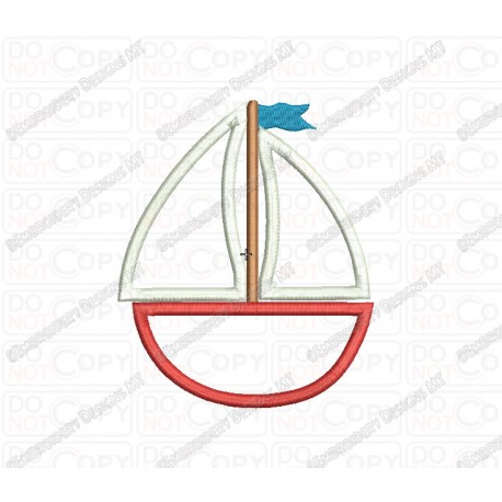 Sailboat 2 Layer Applique Embroidery Design in 3x3 4x4 and 5x5 Sizes