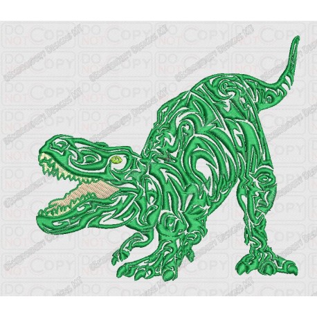 Angry Tribal T-rex Dinosaur Embroidery Design in 4x4 and 5x7 Sizes