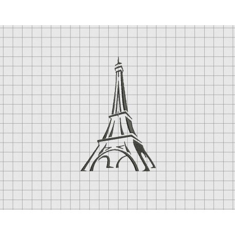 Eiffel Tower Angled Outline Embroidery Design in 2x2 3x3 4x4 5x5 and 6x6 Sizes
