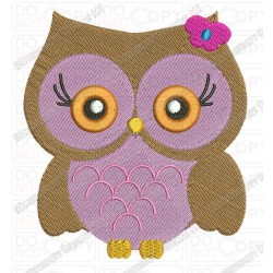 Girl Owl with Butterfly Full Stitch Embroidery Design in 3x3 4x4 and 5x7 Sizes