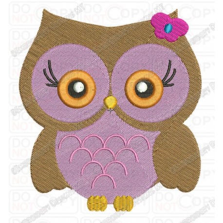 Girl Owl with Butterfly Full Stitch Embroidery Design in 3x3 4x4 and 5x7 Sizes