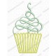 Fancy Swirl Cupcake 1 Full Stitch Embroidery Design in 3x3 4x4 and 5x7 Sizes