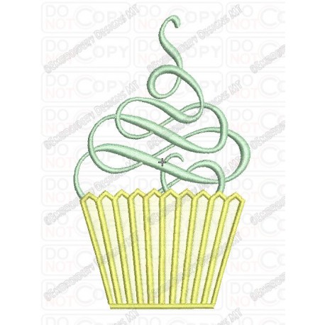 Fancy Swirl Cupcake 1 Full Stitch Embroidery Design in 3x3 4x4 and 5x7 Sizes