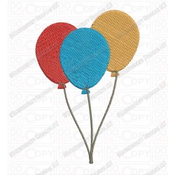 3 Balloons on String Embroidery Design in 2x2 3x3 4x4 and 5x7 Sizes