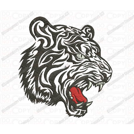 Tiger Outline Tribal Embroidery Design in 3x3 4x4 and 5x7 Sizes