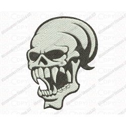 Skull with Fangs Full Stitch Embroidery Design in 3x3 4x4 and 5x7 Sizes