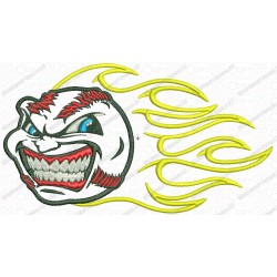 Angry Baseball Applique Embroidery Design in 4x4 and 5x7 Sizes