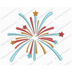 Fireworks Embroidery Design in 2x2 3x3 4x4 and 5x7 Sizes
