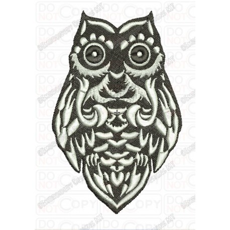 Tribal Owl Full Stitch Embroidery Design in 3x3 4x4 and 5x7 Sizes