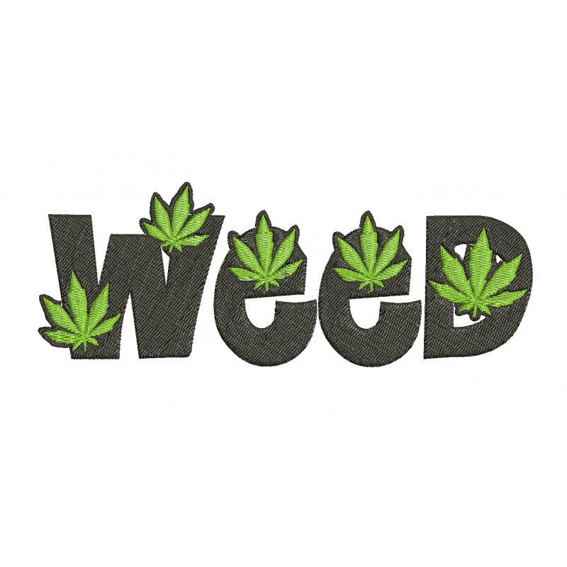 Weed Script Leaf Marijuana Cannabis Embroidery Design in 3x3 4x4 and ...